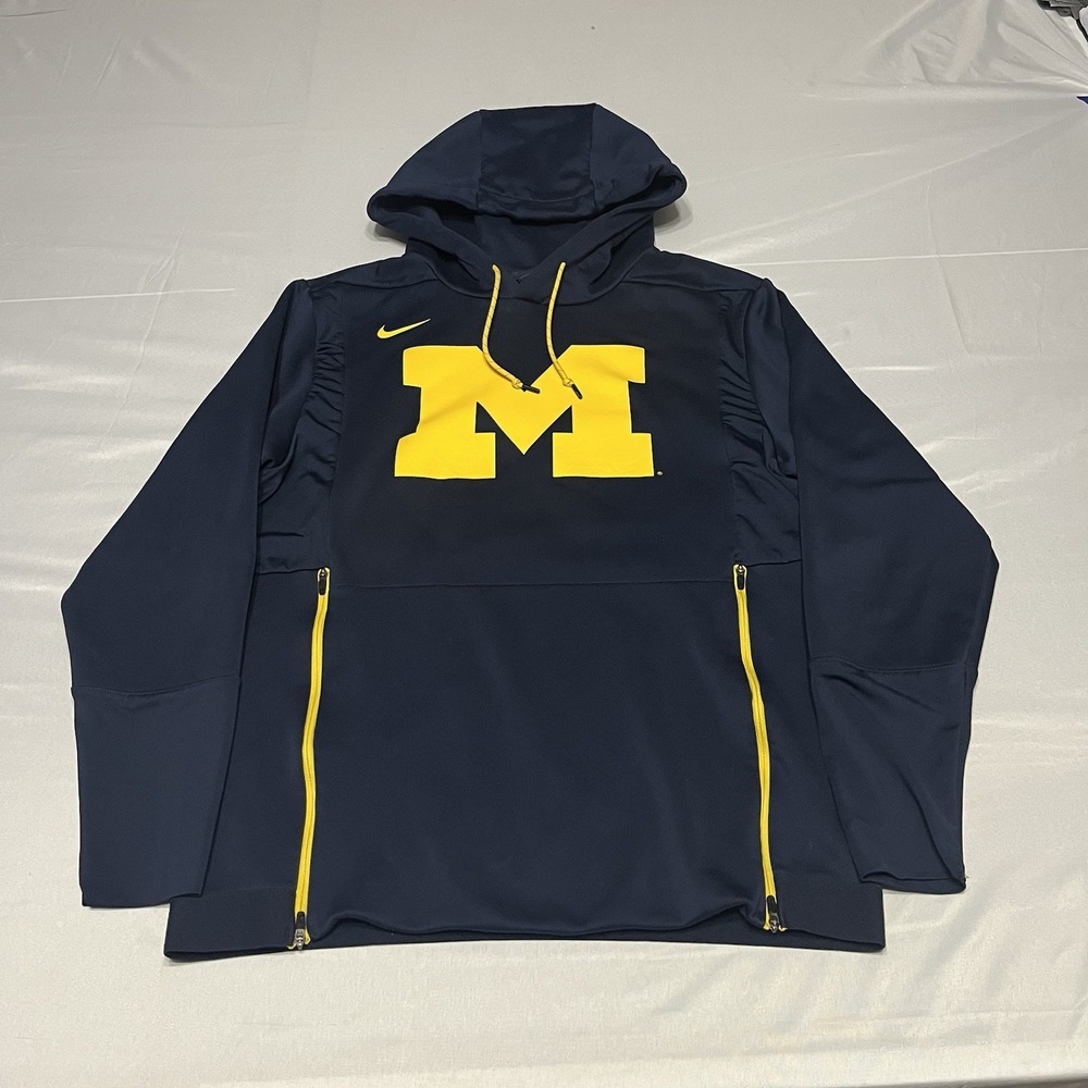Nike Michigan Wolverines Hoodie Adult  Small Navy Blue Therma Fit On Field